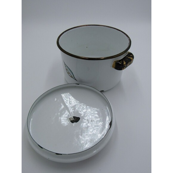 VTG MCM 2 qt Sauce Pot Georges Briard Ambrosia Pineapple Enamelware 60s Retro - Picture 5 of 16